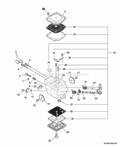 Carburetor_--_Hda-268 Diagram and Parts List for CS-600P C03603001001 - C03603999999 Echo Chainsaw