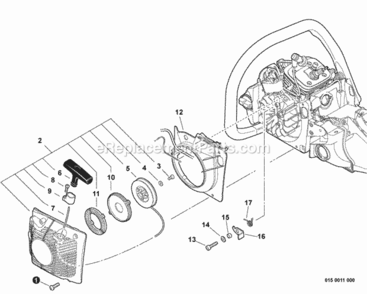 Starter Diagram and Parts List for CS-600P C03603001001 - C03603999999 Echo Chainsaw