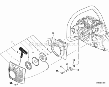 Starter Diagram and Parts List for CS-600P C22312001001 - C22312999999 Echo Chainsaw