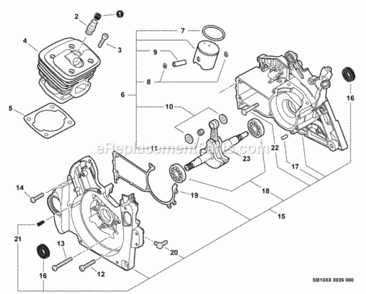 Engine_Crankcase Diagram and Parts List for CS-620PW C27013001001 - C27013999999 Echo Chainsaw