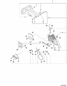 Chain_Brake_Asssembly Diagram and Parts List for CS-680 C03203001001 - C03203999999 Echo Chainsaw