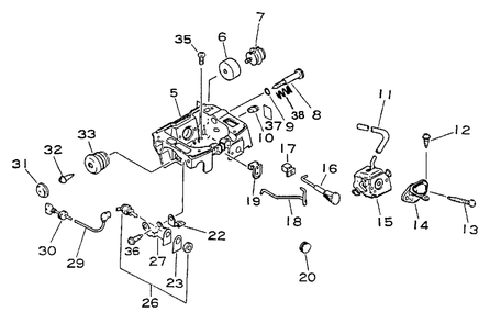 Intake, Exhaust Diagram and Parts List for CS-4600 0001001 - 0027191 Echo Chainsaw