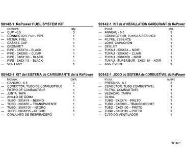 90165 Repower Fuel System Kit Diagram and Parts List for WP-1000 (Type 1E)(W15103001001 - W15103999999) Echo Water Pump
