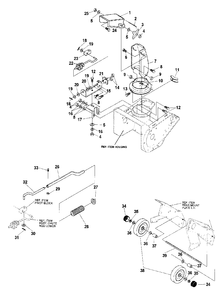 Chute, Chute Control, Wheel Assembly Diagram and Parts List for ST-5000E Type 1E Echo Snow Blower