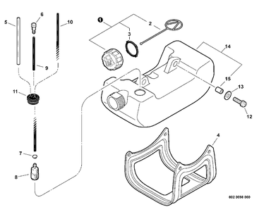 Fuel System Diagram and Parts List for PPT-2400 (Type 1E)(E14220001001 - E14220999999) Echo Pole Saw