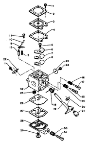 Carburetor Diagram and Parts List for SRM-400 E Version Echo Trimmer