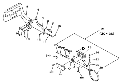 Chain Brake Diagram and Parts List for CS-4600 0001001 - 0027191 Echo Chainsaw