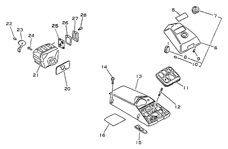Exhaust, Air Cleaner Diagram and Parts List for CS-4600 0001001 - 0027191 Echo Chainsaw