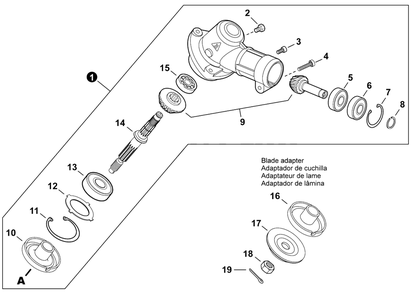 Gear Case Diagram and Parts List for DSRM-2600U U56500001001 - U56500999999 Echo Charger