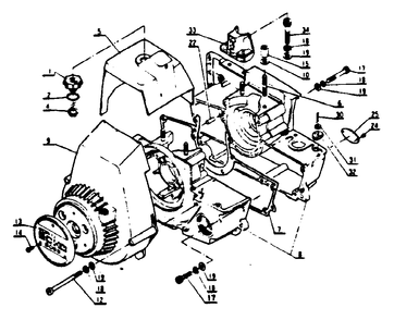 Crankcase Diagram and Parts List for CS-60S 001001 - 059500 Echo Chainsaw