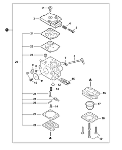 Carburetor Diagram and Parts List for PB-580T P55515001001 - P55515999999 Echo Leaf Blower / Vacuum