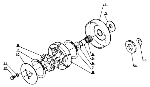 Clutch Diagram and Parts List for CS-60S 001001 - 059500 Echo Chainsaw