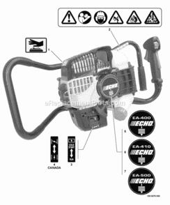 Labels Diagram and Parts List for EA-410 S05636001001 - S05636999999 Echo Auger