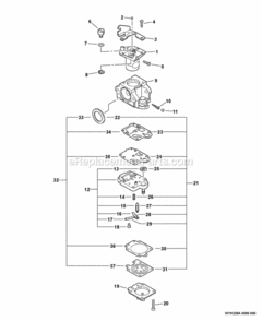 Part Location Diagram of P003000650 Echo Diaphragm/Gasket Kit
