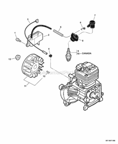 Ignition Diagram and Parts List for EA-410 S05636001001 - S05636999999 Echo Auger
