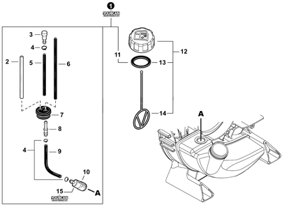 Fuel System Diagram and Parts List for PB-2520 P54826001001 - P54826999999 Echo Leaf Blower / Vacuum