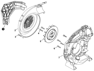 Fan Case Diagram and Parts List for PB-2520 P54826001001 - P54826999999 Echo Leaf Blower / Vacuum