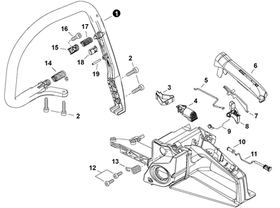 Handles, Throttle Control Diagram and Parts List for CS-4920 C92115001001 - C92115999999 Echo Chainsaw