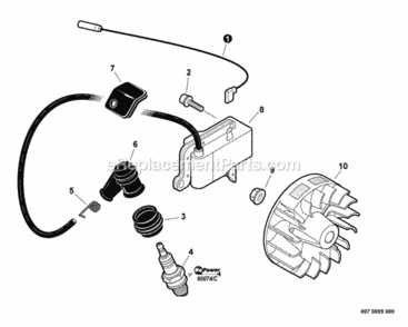 Ignition Diagram and Parts List for EDR-260 E01807001001 - E01807999999 Echo Engine