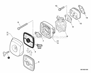 Intake Diagram and Parts List for EDR-260 E01807001001 - E01807999999 Echo Engine