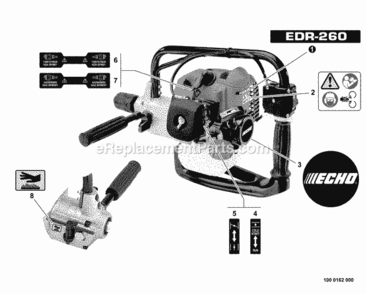 Labels Diagram and Parts List for EDR-260 E01807001001 - E01807999999 Echo Engine