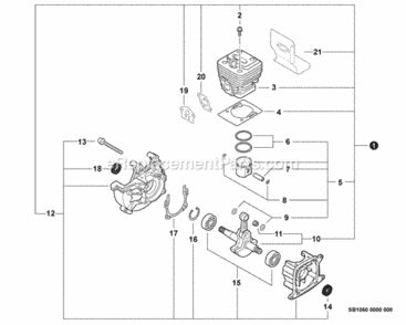 Engine_Short_Block_--_Sb1060 Diagram and Parts List for EDR-260 E01807001001 - E01807999999 Echo Engine