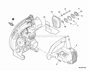 Engine_Cover_Exhaust Diagram and Parts List for ES-250 P38311001001 - P38311999999 Echo Chipper Shredder
