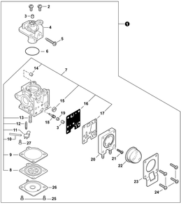 Carburetor Diagram and Parts List for PB-2520 P54826001001 - P54826999999 Echo Leaf Blower / Vacuum
