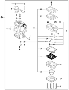 Carburetor Diagram and Parts List for PB-9010H P55915001001 - P55915999999 Echo Leaf Blower / Vacuum