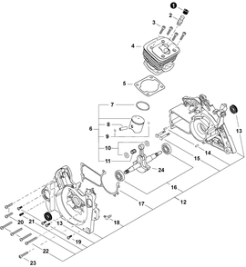 Engine Diagram and Parts List for CS-590 C84329001001 - C84329999999 Echo Chainsaw