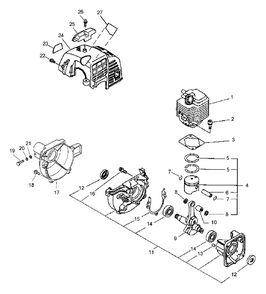 Crankcase, Engine, Engine Cover, Fan Case Diagram and Parts List for PPF-2100 506100 - 509499 Echo Pole Saw