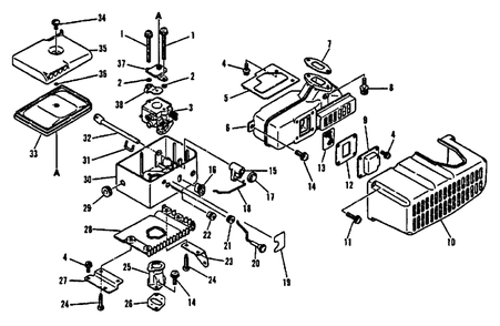 Intake, Air Cleaner, Exhaust Diagram and Parts List for PB-210 Type 1 Echo Leaf Blower / Vacuum