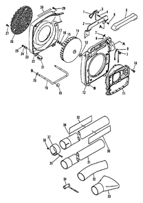 Blower Pipes, Cases, Fan Diagram and Parts List for PB-210 Type 1 Echo Leaf Blower / Vacuum