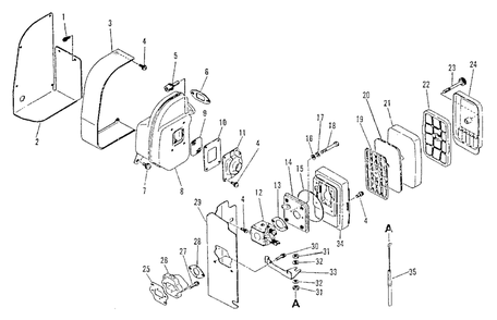 Intake, Exhaust, Air Cleaner Diagram and Parts List for PB-300E 0000000 - 0049616 Echo Leaf Blower / Vacuum