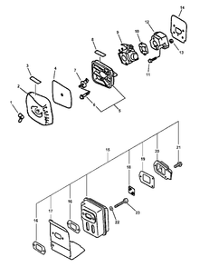 Intake, Exhaust Diagram and Parts List for SRM-2100 159491 - 999999 Echo Trimmer