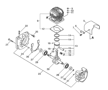 Crankcase, Cylinder, Piston Diagram and Parts List for PB-400E (Type 2E)(509501 - 999999) Echo Leaf Blower / Vacuum