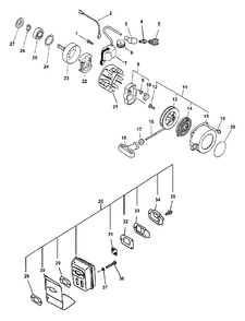Ignition, Starter, Clutch, Muffler Diagram and Parts List for PPSR-2433 504000 - 999999 Echo Pole Saw