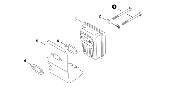 Exhaust Diagram and Parts List for GT-22GES U54026001001 - U54026999999 Echo Trimmer
