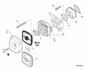 Intake Diagram and Parts List for GT-230 S85712001001 - S85712999999 Echo Trimmer