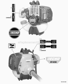 Part Location Diagram of X547001750 Echo LABEL - MODEL -- GT-230