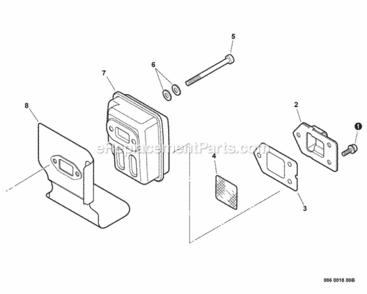 Exhaust Diagram and Parts List for GT-230 S85712001001 - S85712999999 Echo Trimmer