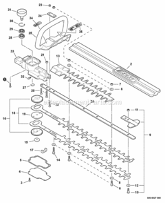 Blades_Front_Handle_Gear_Case Diagram and Parts List for HC-152 S95026001001 - S95026999999 Echo Hedge Trimmer