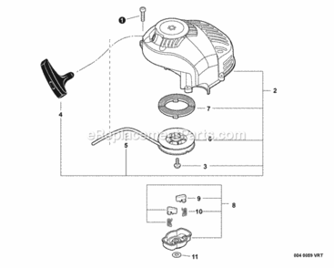 Starter Diagram and Parts List for HC-152 S95026001001 - S95026999999 Echo Hedge Trimmer