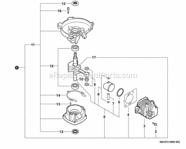 Engine_Short_Block_--_Sb1074 Diagram and Parts List for HC-152 S95026001001 - S95026999999 Echo Hedge Trimmer