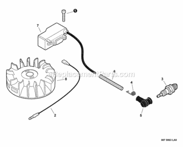 Ignition Diagram and Parts List for HC-152 S95026001001 - S95026999999 Echo Hedge Trimmer