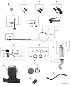 Part Location Diagram of 99944100471 Shindaiwa Piston Pump Repair Kit