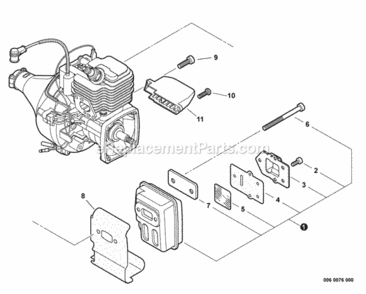 Part Location Diagram of P021036111 Echo Muffler Assembly