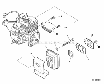 Exhaust Diagram and Parts List for PAS-225SB T44811001001 - T44811999999 Echo Trimmer