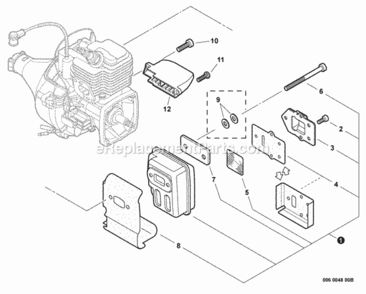Exhaust Diagram and Parts List for PAS-225VPB S86813001001 - S86813012000 Echo Trimmer