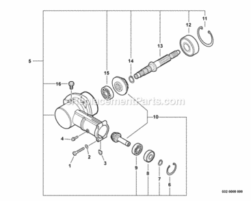 Part Location Diagram of C051000101 Echo Gear Case Assembly